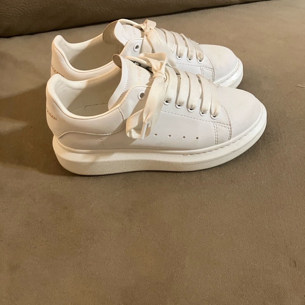 Alexander McQueen White Sneakers with Gold Logo